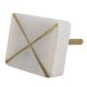 White Stone Square Gold Cross Dresser Knob